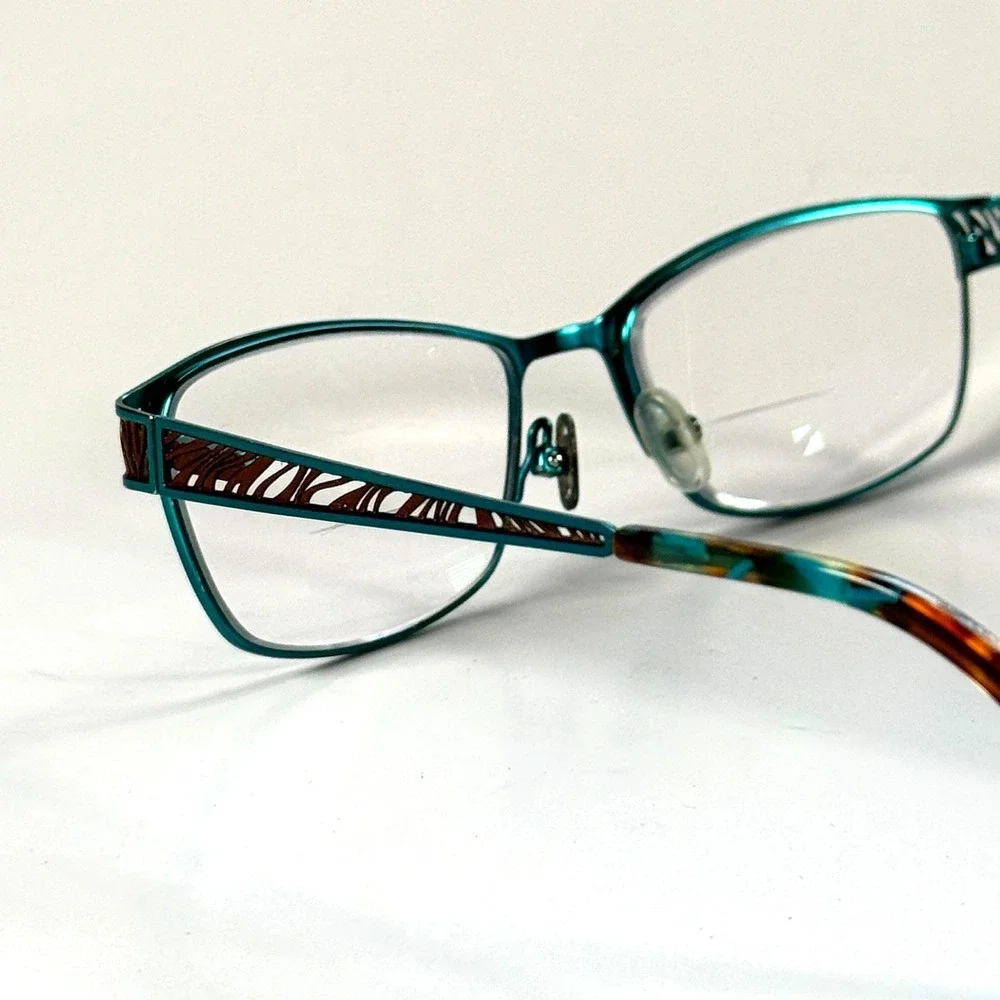 Karen Kane‎ Kokia Eyeglasses Frames Only 53-17-135 Teal Metal Womens Full Rim